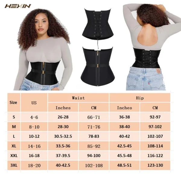 Premium Double Compression Latex Waist Trainer | Adjustable Belt & Steel Bones for Women – Plus Size Slimming Shapewear - Image 5