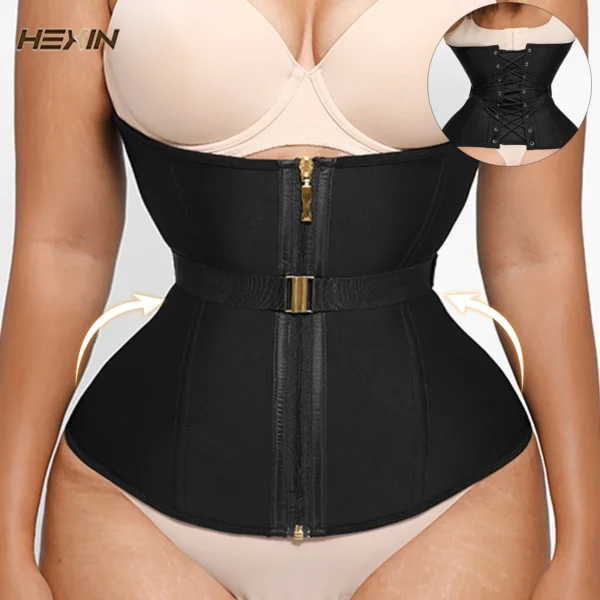 Premium Double Compression Latex Waist Trainer | Adjustable Belt & Steel Bones for Women – Plus Size Slimming Shapewear - Image 6