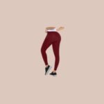 Side profile of slimming leggings with adjustable waist belt and full-length leg design