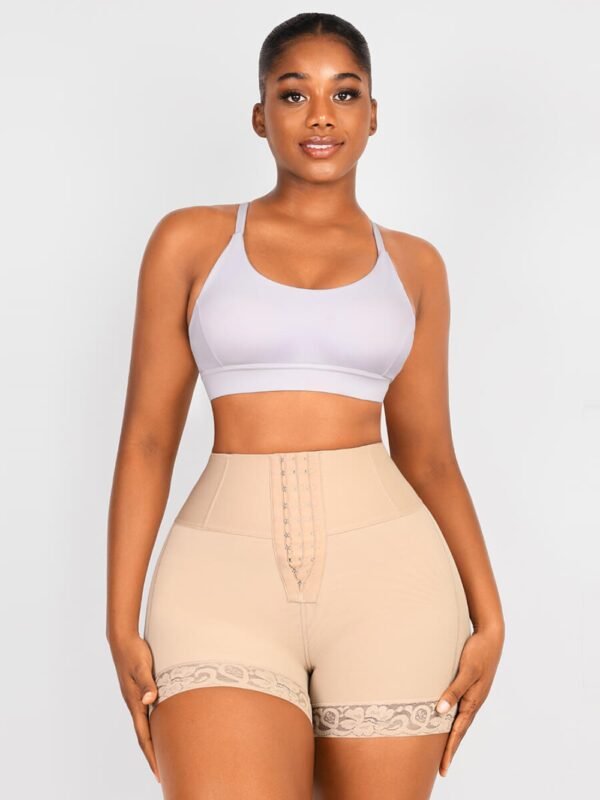 Butt Lifter Tummy Control Middle Waisted Mid Thigh Shaper Shorts---Comfy elastic waistband allows maximum elasticity & resistance for the abdomen flattening effect.