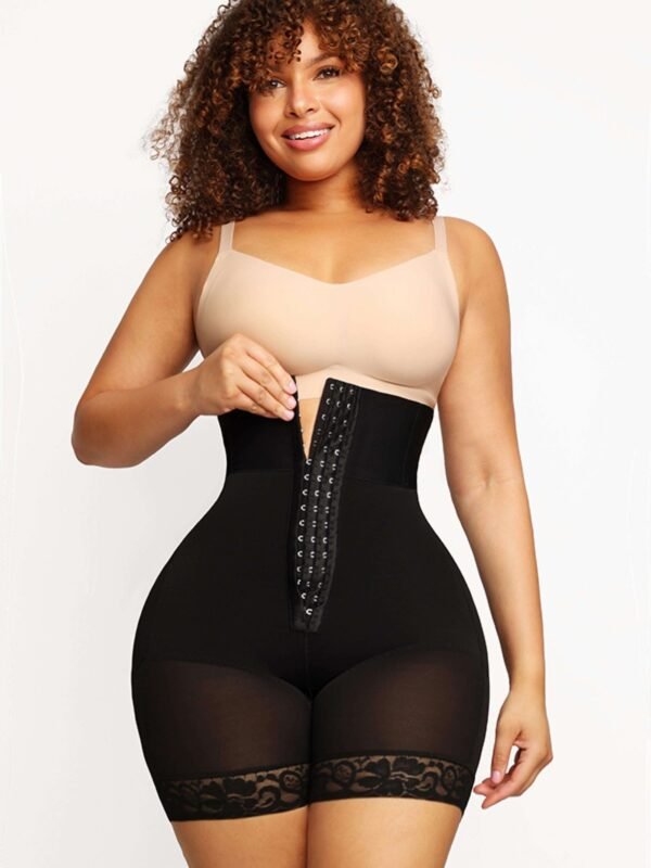 High waist butt lifter shapewear in black, front view