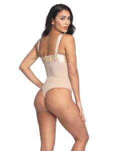 Woman wearing a Full body underbust shaper with adjustable straps-back view