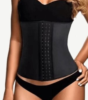 Waist Cincher Shaper | 4 Steel Boned Black Latex with Hooks