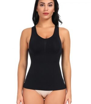 Shapewear Vest | Solid Black Seamless Sleeveless Tummy Trainer