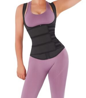 Waist Trainer Vest | Black Latex Three-Belt Slimmer