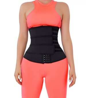 Waist Trainer | Black Latex Three-Belt with Hooks