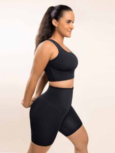 Zipper front sports bra for women-side view