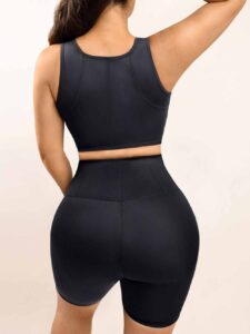 Zipper front sports bra for women-back view
