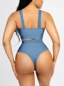 Woman wearing Surplice Bikini Top back-details