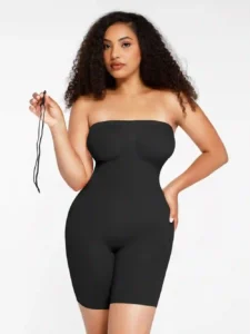 Shapedegree Strapless Shapewear Butt Lifting Tummy Control Bodysuit-black front look