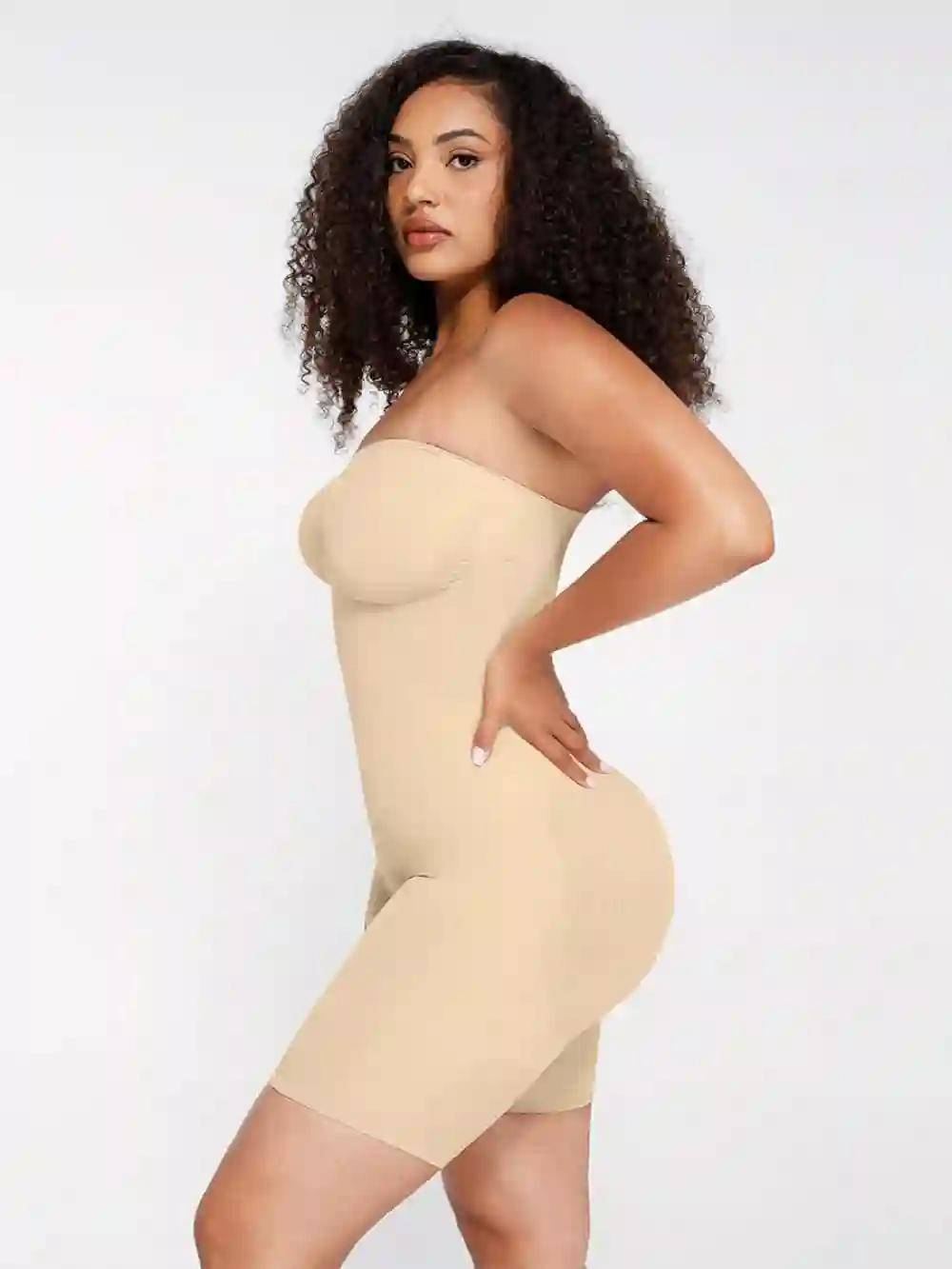 Strapless Shapewear Butt Lifting Tummy Control Bodysuit-color Skin left side look