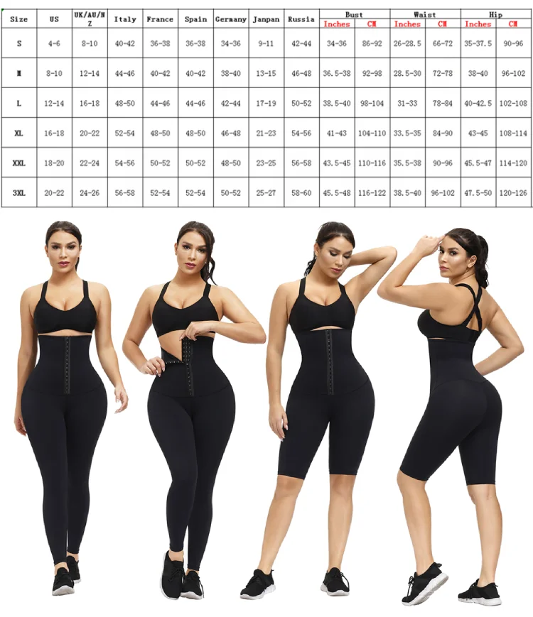 High waist compression leggings size chart