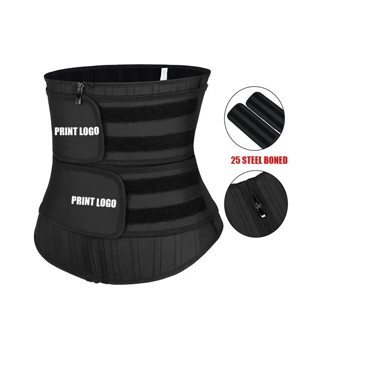 New Pattern 25 Steel Boned Waist Tummy Control Custom Logo Double Strap Waist Trainer